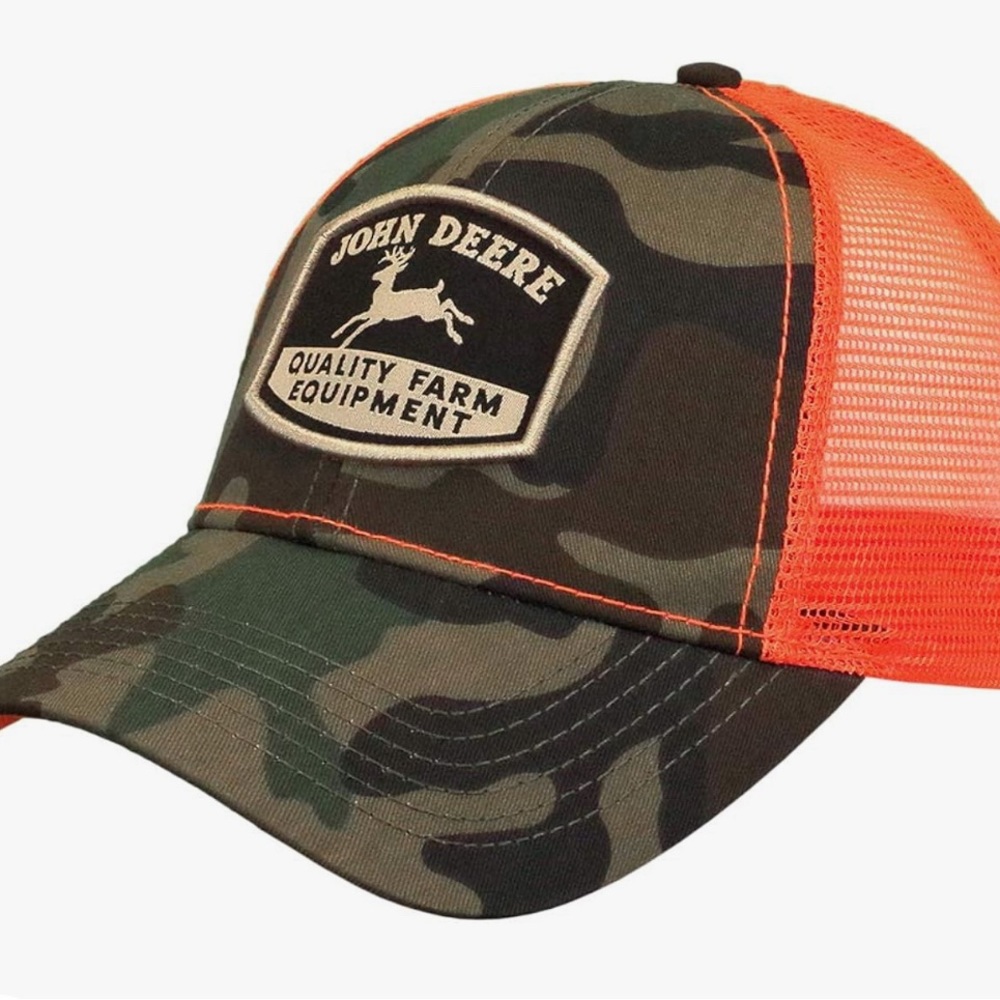 John Deere Orange and Camo Hat